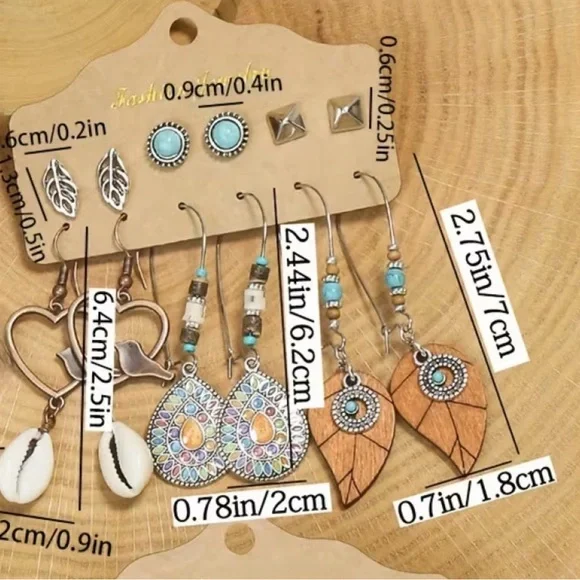 Bohemian Multi-Color Earring Set - Picture 7 of 9